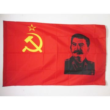 DRAPEAU URSS AVEC STALINE 150x90cm - DRAPEAU COMMUNISTE STALINIEN 90 x 150 cm Fourreau pour hampe