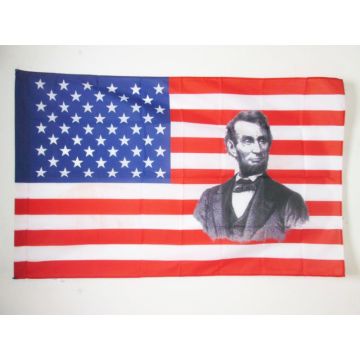 DRAPEAU ETATS-UNIS AVEC ABRAHAM LINCOLN 150x90cm - DRAPEAU AMÍ?RICAIN HISTORIQUE 90 x 150 cm Fourreau pour hampe