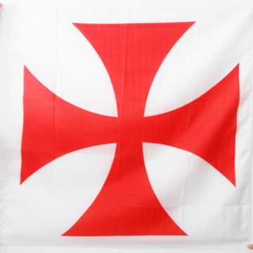DRAPEAU TEMPLIERS ORDRE DU TEMPLE 90x90cm - DRAPEAU CROIX PATTEE ROUGE 90 x 90 cm Fourreau pour hampe
