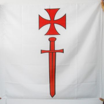 DRAPEAU ORDRE DES CHEVALIERS PORTE-GLAIVE 90x90cm - DRAPEAU ORDRE DES FRÍ?RES DE L\'Í?PÍ?E 90 x 90 cm Fourreau pour hampe