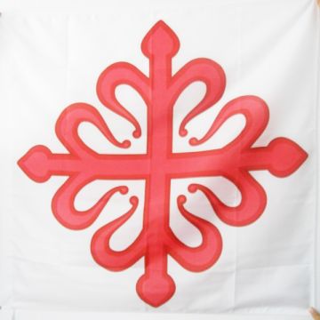 DRAPEAU ORDRE DE CALATRAVA 90x90cm - DRAPEAU CROIX FLEUR-DE-LYSÍ?E DE GUEULES 90 x 90 cm Fourreau pour hampe