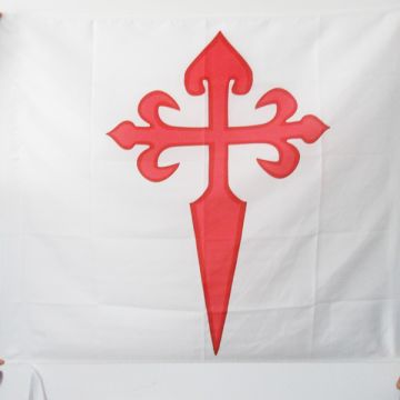 DRAPEAU ORDRE DE SANTIAGO 90x90cm - DRAPEAU ORDRE DE SAINT-JACQUES DE L\'Í?PÍ?E 90 x 90 cm Fourreau pour hampe