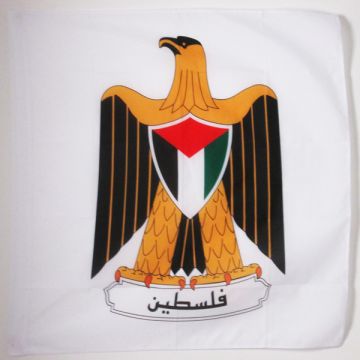DRAPEAU ARMOIRIES DE LA PALESTINE 90x90cm - DRAPEAU PALESTINIEN AVEC ARMES 90 x 90 cm Fourreau pour hampe