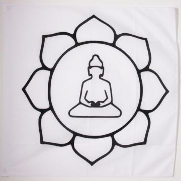 DRAPEAU BOUDDHA FLEUR DE LOTUS 90x90cm - DRAPEAU DU BOUDDHISME 90 x 90 cm Fourreau pour hampe