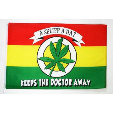Drapeau Marijuana A spliff a day 150x90cm - Drapeau rasta 90 x 150 cm - Drapeaux