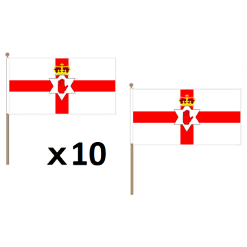 DRAPEAU IRLANDE DU NORD 45x30cm HAMPE en bois - LOT DE 10 DRAPEAUX NORD IRLANDAIS 30 x 45 cm