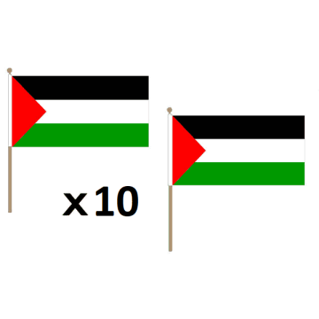 DRAPEAU PALESTINE 45x30cm HAMPE en bois - LOT DE 10 DRAPEAUX PALESTINIEN 30 x 45 cm
