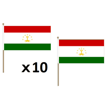 DRAPEAU TADJIKISTAN 45x30cm HAMPE en bois - LOT DE 10 DRAPEAUX TADJIK 30 x 45 cm