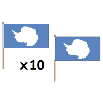 DRAPEAU ANTARTIQUE 45x30cm HAMPE en bois - LOT DE 10 DRAPEAUX ANTARTIQUE 30 x 45 cm