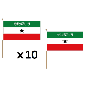 DRAPEAU SOMALILAND 45x30cm HAMPE en bois - LOT DE 10 DRAPEAUX SOMALI 30 x 45 cm