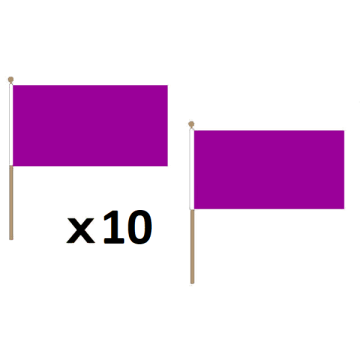 DRAPEAU UNICOLORE VIOLET 45x30cm HAMPE en bois - LOT DE 10 DRAPEAUX DE COULEUR VIOLETTE 30 x 45 cm