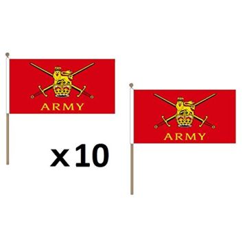 DRAPEAU ARMÍ?E DE TERRE BRITANNIQUE 45x30cm HAMPE en bois - LOT DE 10 DRAPEAUX BRITISH ARMY - ROYAUME-UNI 30 x 45 cm