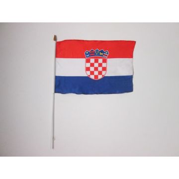 DRAPEAU CROATIE 45x30cm HAMPE blanche - LOT DE 10 DRAPEAUX CROATE 30 x 45 cm