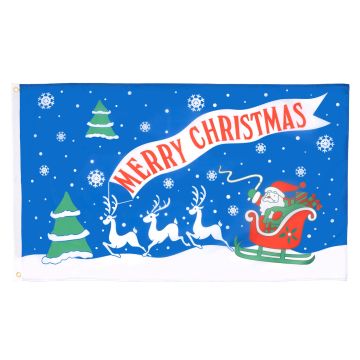 DRAPEAU JOYEUX NOEL BLEU 150x90cm - DRAPEAU MERRY CHRISTMAS 90 x 150 cm - DRAPEAUX