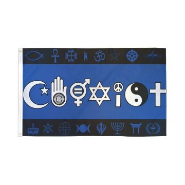DRAPEAU VIVRE ENSEMBLE 150x90cm - DRAPEAU RELIGIEUX - COEXIST 90 x 150 cm - DRAPEAUX