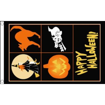 DRAPEAU JOYEUX HALLOWEEN 150x90cm - DRAPEAU HAPPY HALLOWEEN 90 x 150 cm - DRAPEAUX