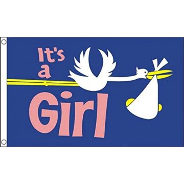 DRAPEAU C\'EST UN FILLE 150x90cm - DRAPEAU IT\'S A GIRL - NAISSANCE 90 x 150 cm - DRAPEAUX