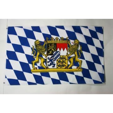 DRAPEAU BAVIÈRE AVEC LION 150x90cm - DRAPEAU BAVAROIS - ALLEMAGNE 90 x 150 cm - DRAPEAUX