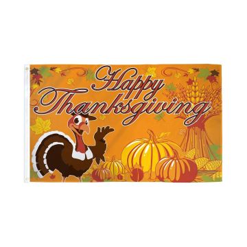DRAPEAU JOYEUX THANKSGIVING DINDE 150x90cm - DRAPEAU HAPPY THANKSGIVING 90 x 150 cm - DRAPEAUX