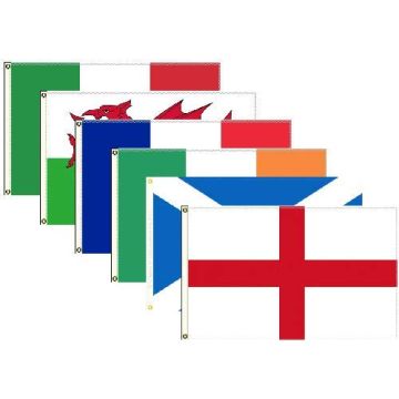 Kit 6 Drapeaux Tournoi des 6 nations de Rugby 150x90 cm - Drapeau Six Nations 90 x 150 cm