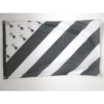 DRAPEAU BRETAGNE BIG GWENN HA DU 150x90cm - DRAPEAU BRETON 90 x 150 cm Spécial Extérieur - DRAPEAUX