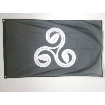 DRAPEAU BRETAGNE TRISKELL TRISERPENT 150x90cm - DRAPEAU TRISKELL BRETON 90 x 150 cm Spécial Extérieur - DRAPEAUX