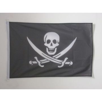 DRAPEAU PIRATE JACK RACKHAM 150x90cm - DRAPEAU PIRATES - CORSAIRE 90 x 150 cm Spécial Extérieur - DRAPEAUX