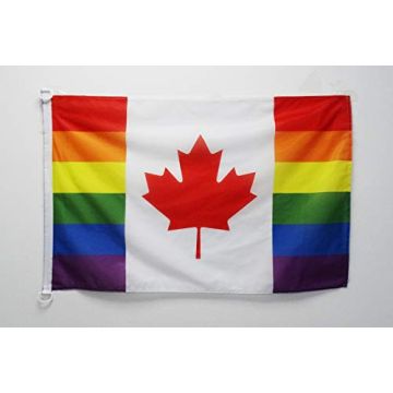 Drapeau Canada Arc-en-Ciel 90x60cm - Drapeau canadien gay 60 x 90 cm Spécial Extérieur - Drapeaux