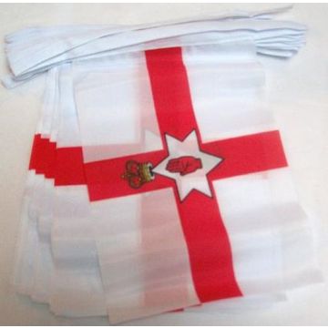 Guirlande 12 mètres 20 Drapeaux Irlande du Nord 45x30 cm - Drapeau nord irlandais 30 x 45 cm