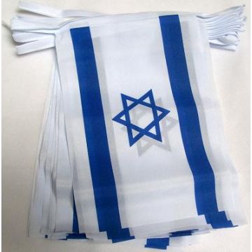 GUIRLANDE 6 mètres 20 DRAPEAUX ISRAËL 21x15 cm - DRAPEAU ISRAÉLIEN 15 x 21 cm