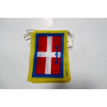 Guirlande 6 mètres 20 Drapeaux Piémont 21x15 cm - Drapeau de la région du Piemonte 15 x 21 cm