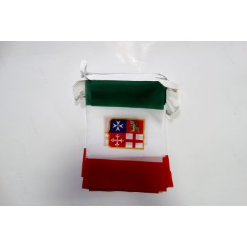 Guirlande 6 mètres 20 Drapeaux Italie Marine Civile 21x15 cm - Drapeau civil italien 15 x 21 cm