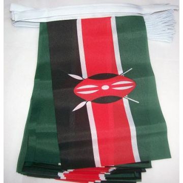 GUIRLANDE 6 mètres 20 DRAPEAUX KENYA 21x15 cm - DRAPEAU KENYAN 15 x 21 cm
