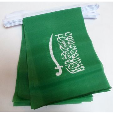 GUIRLANDE 6 mètres 20 DRAPEAUX ARABIE SAOUDITE 21x15 cm - DRAPEAU SAOUDIEN 15 x 21 cm