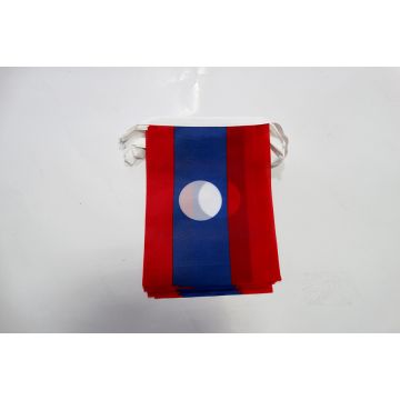 Guirlande 6 mètres 20 Drapeaux Laos 21x15 cm - Drapeau laosien 15 x 21 cm