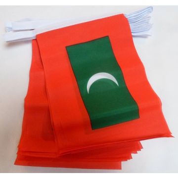 GUIRLANDE 6 mètres 20 DRAPEAUX MALDIVES 21x15 cm - DRAPEAU MALDIVIEN 15 x 21 cm