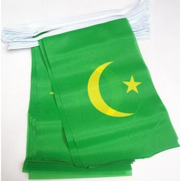 GUIRLANDE 6 mètres 20 DRAPEAUX MAURITANIE 21x15 cm - DRAPEAU MAURITANIEN 15 x 21 cm