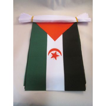GUIRLANDE 6 mètres 20 DRAPEAUX SAHARA OCCIDENTAL 21x15 cm - DRAPEAU SAHRAOUI 15 x 21 cm