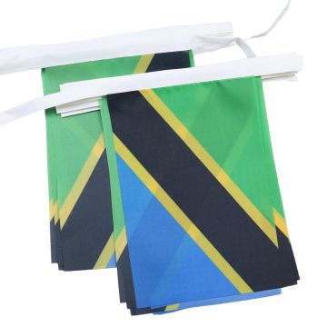 GUIRLANDE 6 mètres 20 DRAPEAUX TANZANIE 21x15 cm - DRAPEAU TANZANIEN 15 x 21 cm