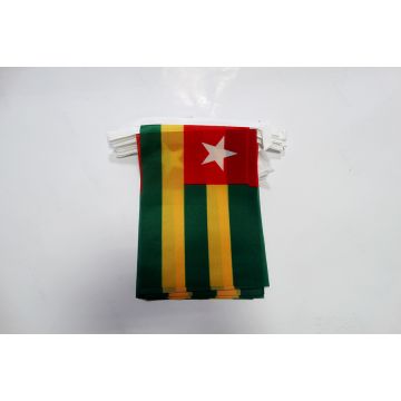 Guirlande 6 mètres 20 Drapeaux Togo 21x15 cm - Drapeau togolais 15 x 21 cm