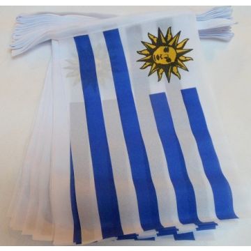 GUIRLANDE 6 mètres 20 DRAPEAUX URUGUAY 21x15 cm - DRAPEAU URUGUAYEN 15 x 21 cm