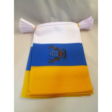 GUIRLANDE 6 mètres 20 DRAPEAUX CANARIES 21x15 cm - DRAPEAU DE CANARIAS 15 x 21 cm
