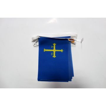 Guirlande 6 mètres 20 Drapeaux Asturies 21x15 cm - Drapeau de Asturias 15 x 21 cm