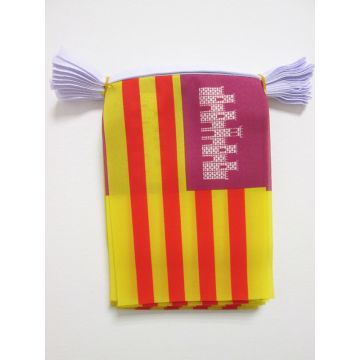 GUIRLANDE 6 mètres 20 DRAPEAUX ILES BALÉARES 21x15 cm - DRAPEAU DE LAS ISLAS BALEARES 15 x 21 cm