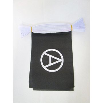 GUIRLANDE 6 mètres 20 DRAPEAUX ANARCHIE 21x15 cm - DRAPEAU ANARCHIQUE 15 x 21 cm