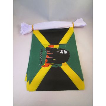 GUIRLANDE 6 mètres 20 DRAPEAUX BOB MARLEY 21x15 cm - DRAPEAU DE BOB MARLEY 15 x 21 cm