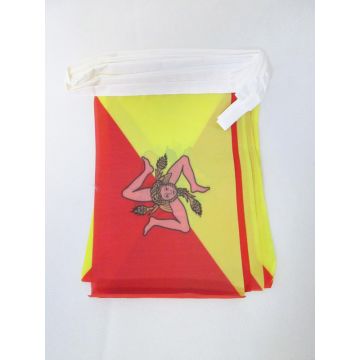 Guirlande 6 mètres 20 Drapeaux Sicile 21x15 cm - Drapeau sicilien 15 x 21 cm