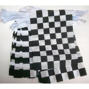 GUIRLANDE 4 mètres 20 DRAPEAUX Í? DAMIER NOIR ET BLANC 15x10 cm - DRAPEAU POUR LA COURSE AUTOMOBILE 10 x 15 cm