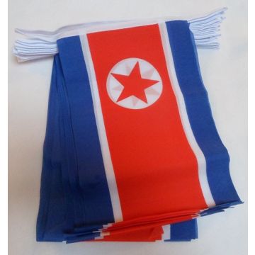 GUIRLANDE 6 mètres 20 DRAPEAUX CORÉE DU NORD 21x15 cm - DRAPEAU NORD CORÉEN 15 x 21 cm