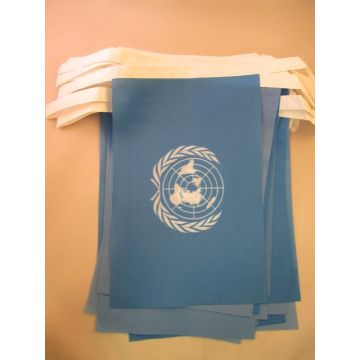 GUIRLANDE 6 mètres 20 DRAPEAUX ONU 21x15 cm - DRAPEAU DES NATIONS UNIES 15 x 21 cm